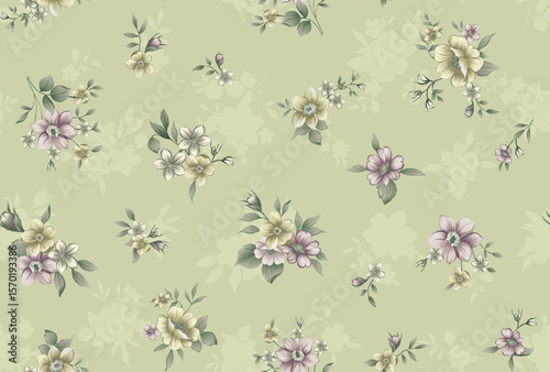 Beautiful abstract watercolor botanical rose flower bouquet pattern with cream background summer pattern Background of roses. Seamless pattern. Vector illustration Delicate floral seamless pattern wit