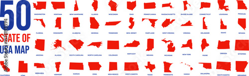 Complete USA 50 States Silhouette Icon Set | All States Map Outline Vector Pack

