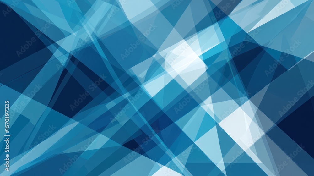 Obraz premium Abstract geometric design with overlapping translucent shapes in shades of blue and white