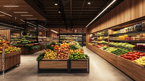 Bright, modern grocery store interior.