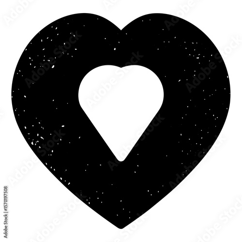 Black heart shape with inner white heart love symbol