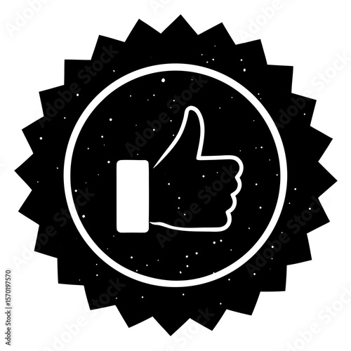 Black thumb up symbol badge like icon