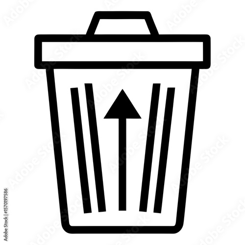 Black trash bin with upward arrow symbol garbage can