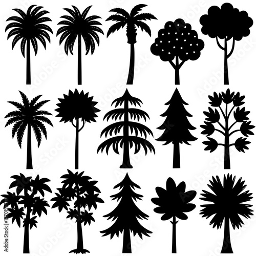 Diverse Tree Silhouettes Collection trees palms