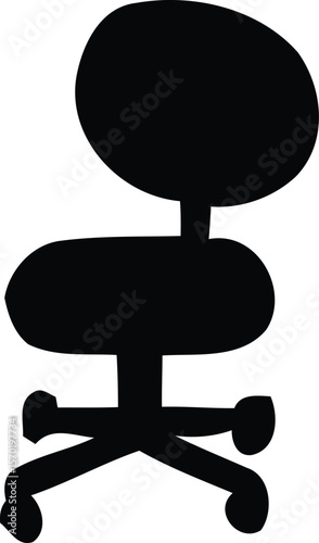 Office chair, chairmanship minimal chair, tattoo chair vector illustration. Swivel chair, chair caster. Back office executive desk chair furniture vector illustration editable icon