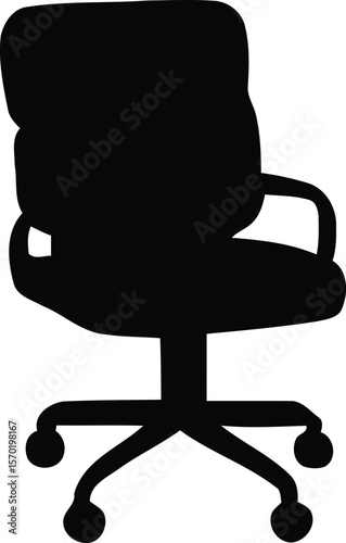 Office chair, chairmanship minimal chair, tattoo chair vector illustration. Swivel chair, chair caster. Back office executive desk chair furniture vector illustration editable icon