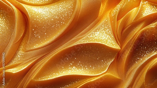 Golden, shimmering, smooth, cosmetic cream texture
