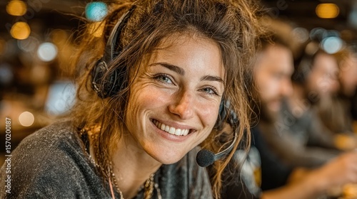 Smiling woman with headphones