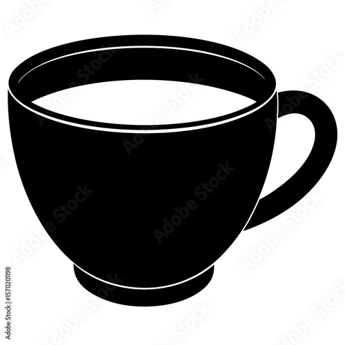 Black coffee cup silhouette with white liquid vector