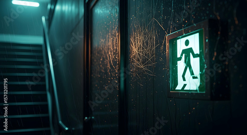 Emergency Exit Stairwell In The Rain A Moody And Atmospheric Urban Scenario photo