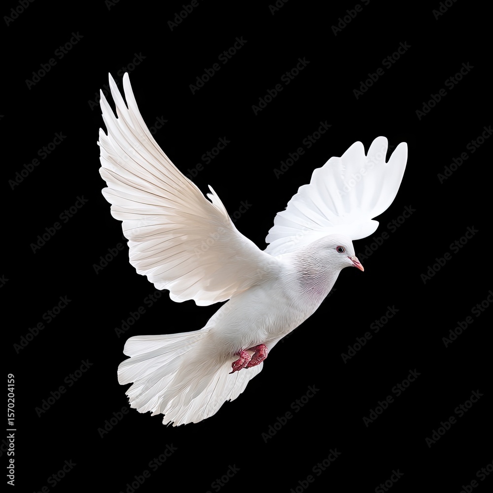 Fototapeta premium Majestic White Bird in Flight with Outstretched Wings Against a Dark Background