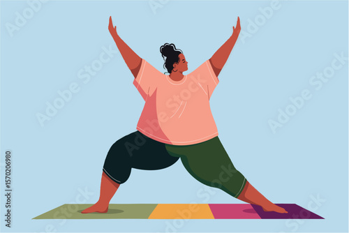 Illustration of plus size person doing yoga