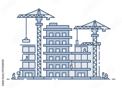 Compass Line Art Logo for Building Realty Construction Architecture.