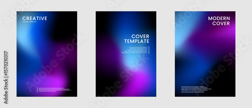 Minimal abstract covers set. Colorful background bundle with liquid styles decoration on dark space. Modern graphic design element vibrant gradient colors concept for web, flyer, card, or brochure