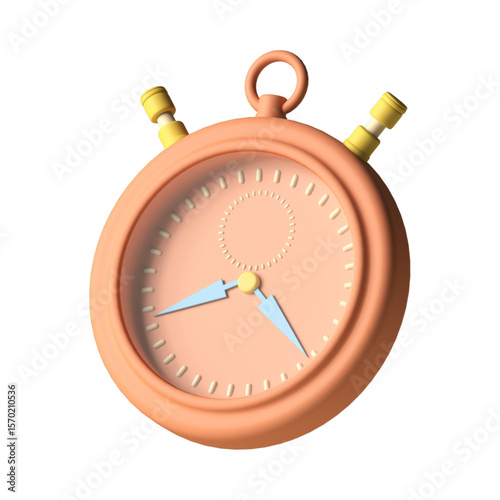 Peach-Colored 3D Stopwatch: Time Management, Efficiency, Deadline Concept