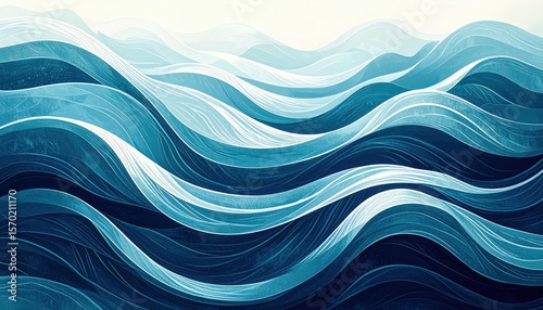 Abstract Blue Water Waves Pattern Background