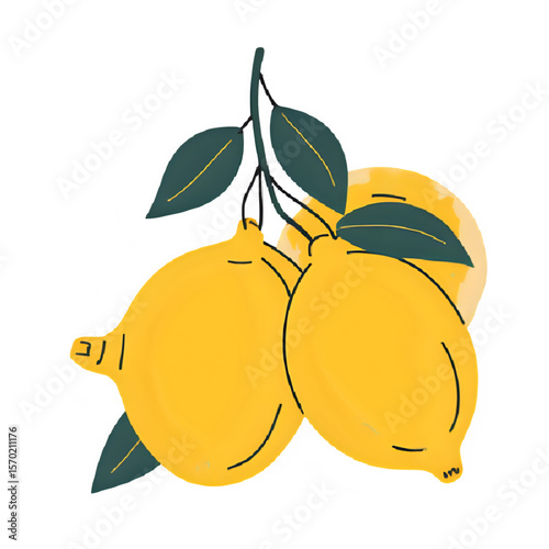 Vibrant Lemon Illustration: Citrus Fruit Graphic for Design Projects