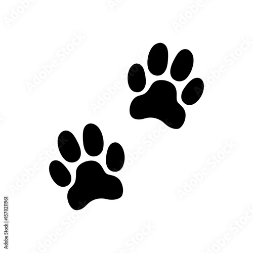 Solid Black Vector of Two Paw Prints