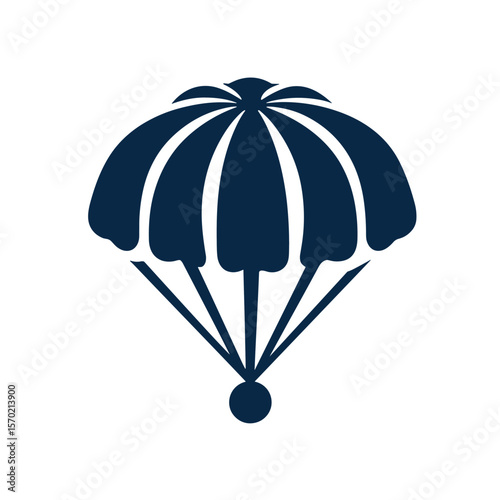 Stylized parachute canopy in minimal design with dark color  