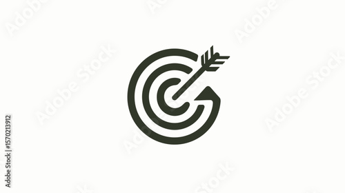 Minimalist logo design featuring a target and arrow  