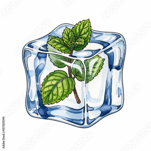 Mint in Ice Cube