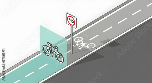 Isometric Bike Lane Illustration For Urban Planning And Sustainable Mobility Projects