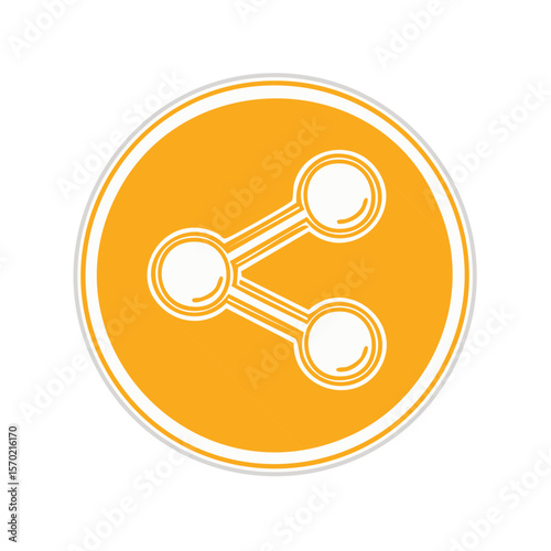Share Icon on Orange Circle Button for Connecting, Social Media, and Technology Concepts
