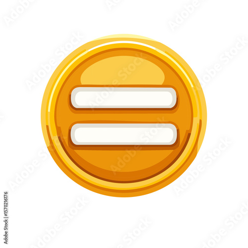 Cartoon Golden Coin with Equals Sign - Game Asset Illustration and Concept