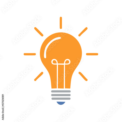 Simple Lightbulb Graphic on Black Background Illustrating an Idea