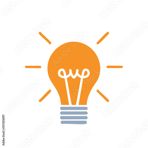 Illustration of an Illuminated Light Bulb on Black Background for Innovation and Ideas