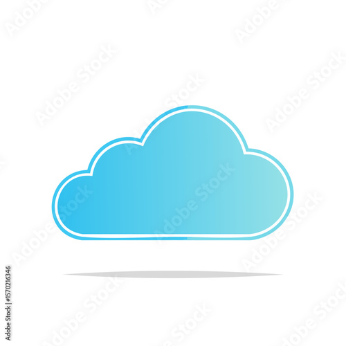 Blue cloud icon with black outline and shadow against a black background