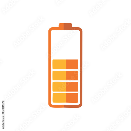 Orange Battery Icon with Partial Charge Level on a Black Background