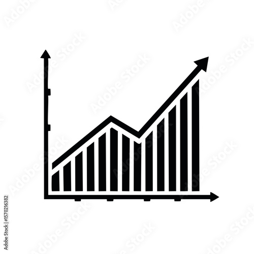 Line Graph Showing Upward Trend with Columns Representing Data Points, Growth Concept, Positive Progress