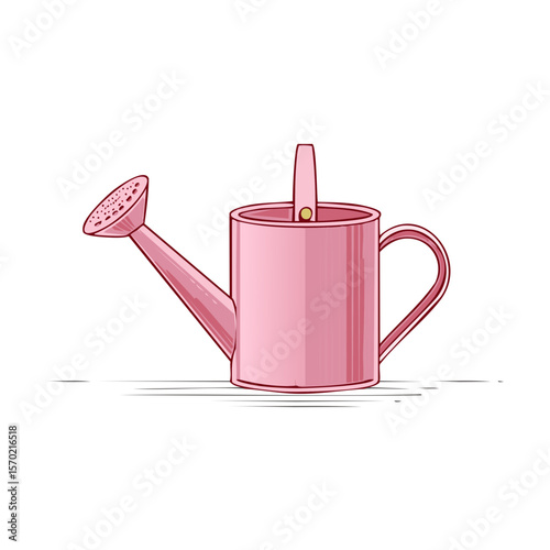 Illustration of a Pink Watering Can for Gardening and Outdoor Plant Care