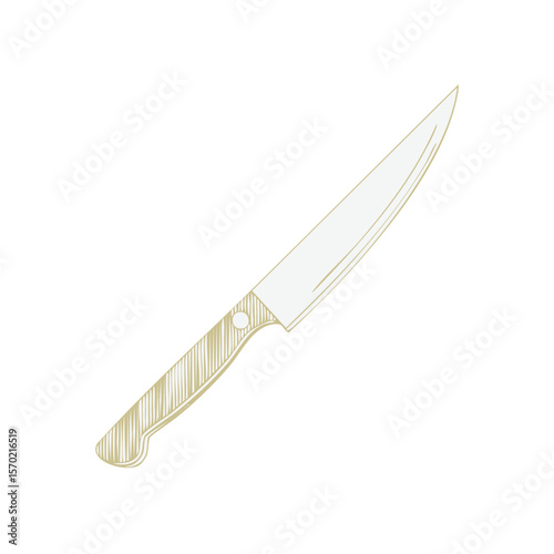 Illustrative Drawing of Kitchen Knife Cooking Tool Culinary Preparation Equipment Isolated on Black Background Knife Illustration Design Element