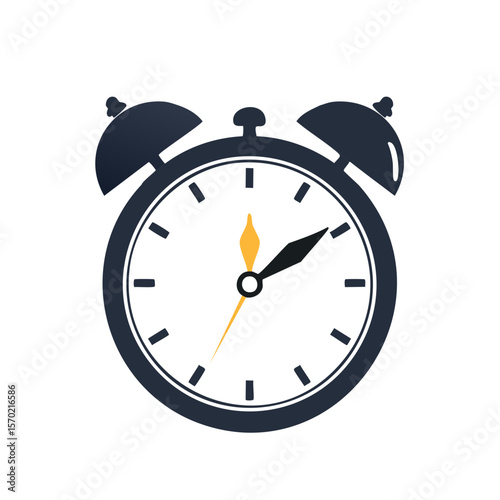 Classic Alarm Clock Illustration Showing Time Management Deadline Concept Design Dark Silhouette On Black Backdrop Reminder Icon