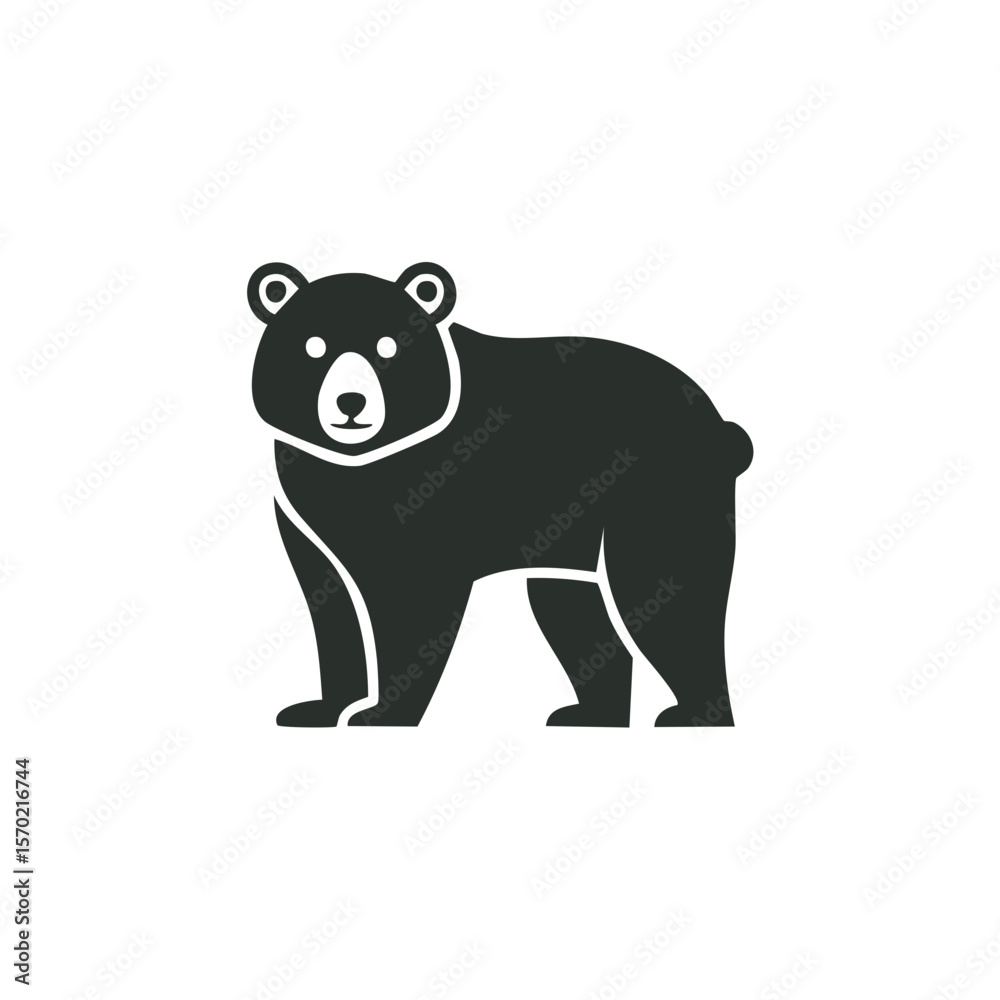 Obraz premium Bear vector illustration on black background. Cute bear cartoon design. Animal illustration. Minimalist animal artwork. Mammal Icon, Wild animal icon