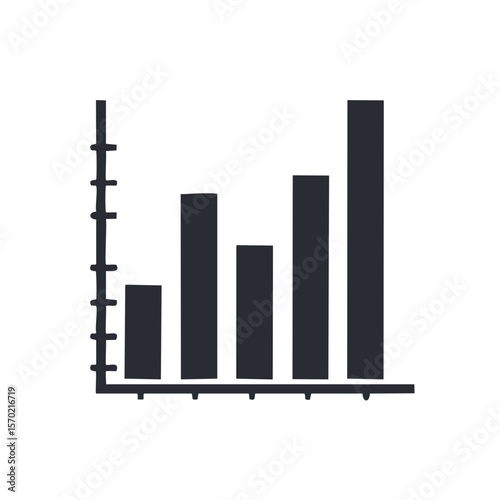 Simple bar chart depicting growth trend on a black background for business data visualization and presentation illustration