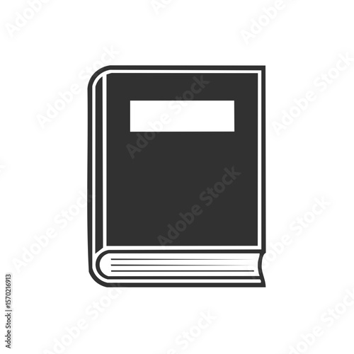 Simple Book Icon on Black Backdrop Education Reading Knowledge Symbol Literature Learning Object Manual Textbook
