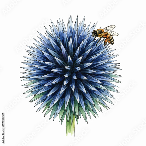 Globe Thistle with Bee