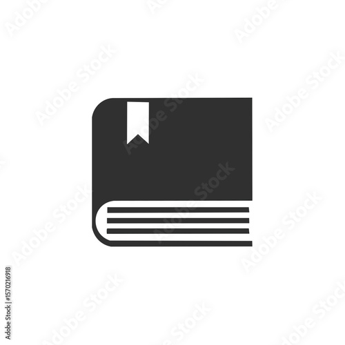 Closed book icon with ribbon bookmark for education reading learning concept vector illustration in minimal flat design against black background