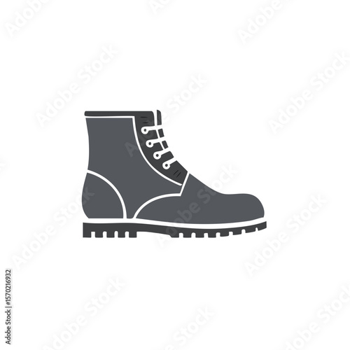 Stylized Work Boot Illustration in Gray Tones with Black Outlines and Sole
