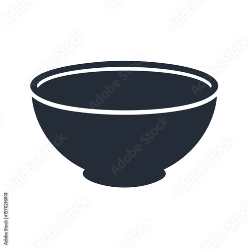 Simple Dark Bowl Illustration for Cereal Soup Salads or Rice in Minimalist Style