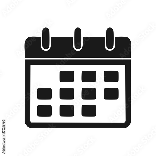 Simple Black Calendar Icon Illustrating Schedules Appointments and Events on Dark Background