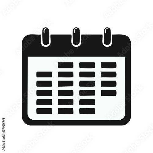 Black and White Calendar Icon Illustration Representing Planning Scheduling and Important Dates Organizer