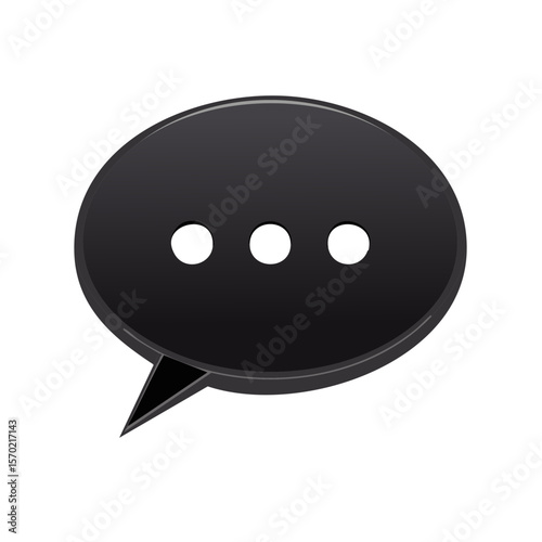 Dark Chat Bubble with Three Dots Icon on Black Background Implying Typing Thinking Message