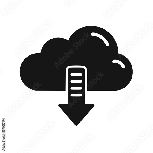 Cloud Download Icon Digital Transfer Data Storage Internet Connection Technology Vector Illustration