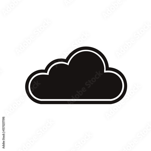 Simple Cloud Icon on Black Background Depicts Weather, Technology, and Computing Concepts