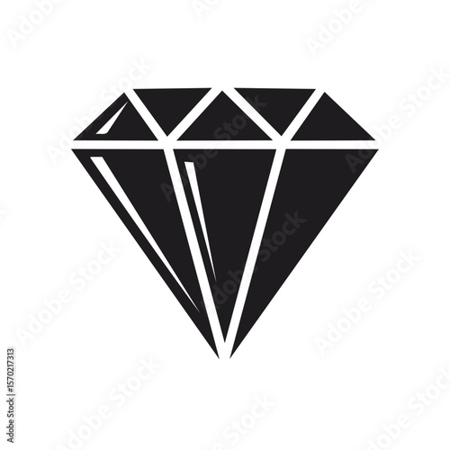 Simple Isolated Diamond Shape Graphic on Black Background, Gemstone Illustration