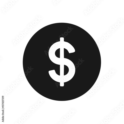 Isolated grayscale coin with dollar sign, business, finance and currency concept on black background
